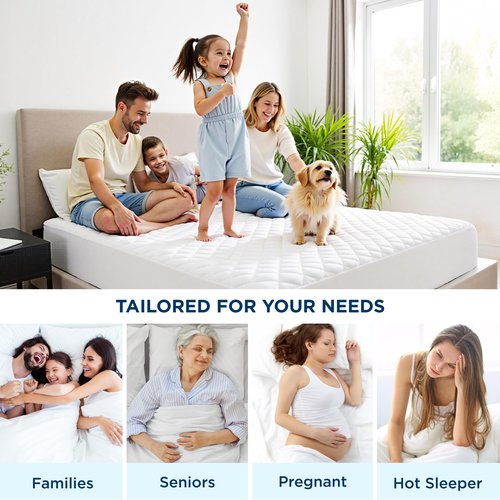 Bedsure Queen Mattress Protector, Quilted Waterproof Mattress Protector with Deep Pocket up to 22 Inches, Soft Breathable Noiseless Bed Pad Topper, Queen Bed Cover for Home, Bedroom, Hotel – White