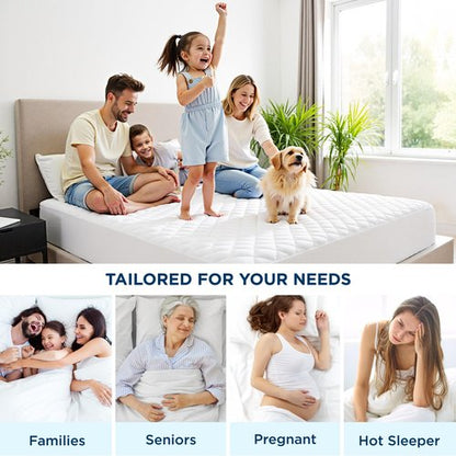 Bedsure King Mattress Protector, Quilted Waterproof Mattress Pad with Deep Pocket up to 22 Inches, Soft Breathable Noiseless Bed Cover, Topper Bed King White for Home, Bedroom, Hotel - White