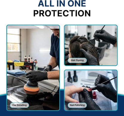 Schneider Nitrile Exam Gloves - 4 Mil Black Disposable, Latex-Free & Food Safe for Cooking & Prep