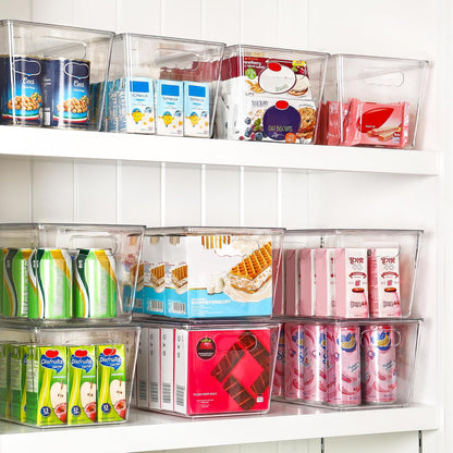 Vtopmart Clear Stackable Storage Bins - 4 Pack Large Plastic Containers with Lids for Pantry & Kitchen Organization
