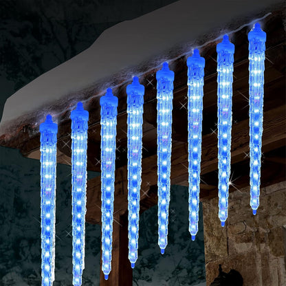 WATERGLIDE Meteor Shower Lights - 12" Outdoor Icicle Christmas Lights with 192 SMD LEDs | Connectable Blue Raindrop Decor