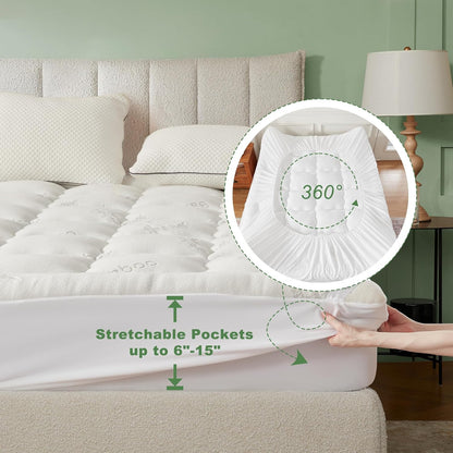 BEDLORE Twin XL Mattress Topper - Soft Bamboo Viscose Pillow Top for Deep Pocket Comfort | Ideal for College Dorms