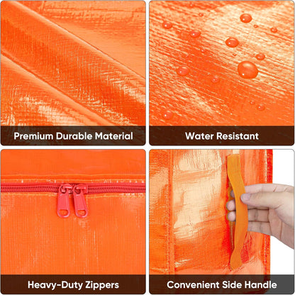 BALEINE 8-Pack Heavy-Duty Moving Bags - Oversized Storage Totes with Reinforced Handles (Orange)