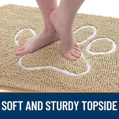 OLANLY Dog Door Mat - Absorbent Non-Slip Muddy Paws Mat | Quick Dry Chenille, 59x20, Beige
