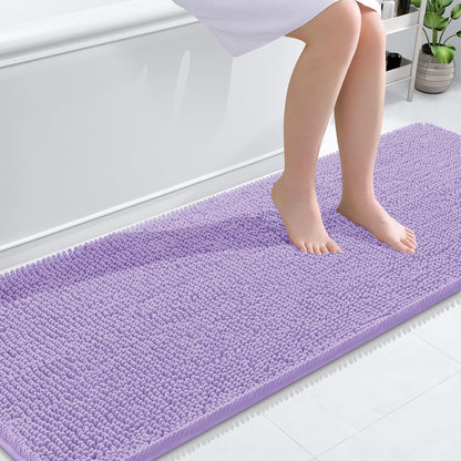 OLANLY Bathroom Runner Rugs - Soft Absorbent Chenille Bath Mats | Quick Dry, Machine Washable, 70x24, Lavender