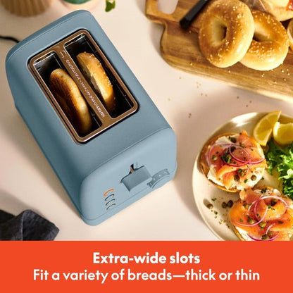 Bella 2 Slice Toaster - 6 Shade Settings with Reheat, Cancel, Bagel & Defrost Functions | 900W, Surf Color