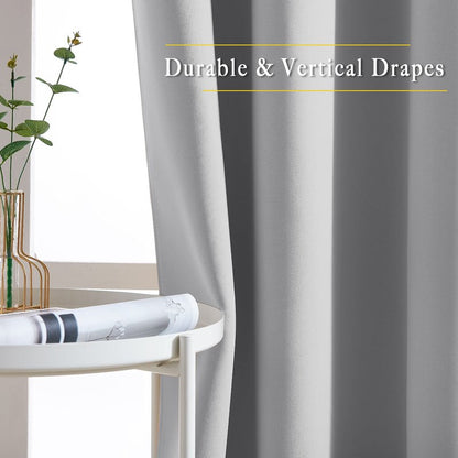 NICETOWN Blackout 102 inch Curtains for Living Room, Grommet Thermal Curtains Room Darkening Window Treatments Sound Reducing for Bedroom, Silver Grey, 2 Panels, W52 x L102