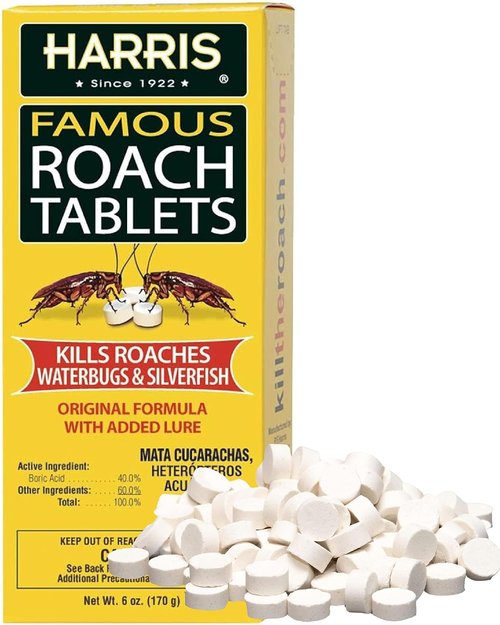 Harris Roach Tablets - Boric Acid Insect Killer with Lure | 6oz (145 Tablets) - Effective Roach Control