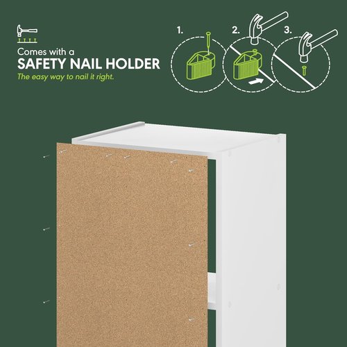 Furinno LUDER 3-Cube Bookshelf - Easy Assembly Bookcase with Open Shelves | White/Green, 9.3 x 12 x 31.5