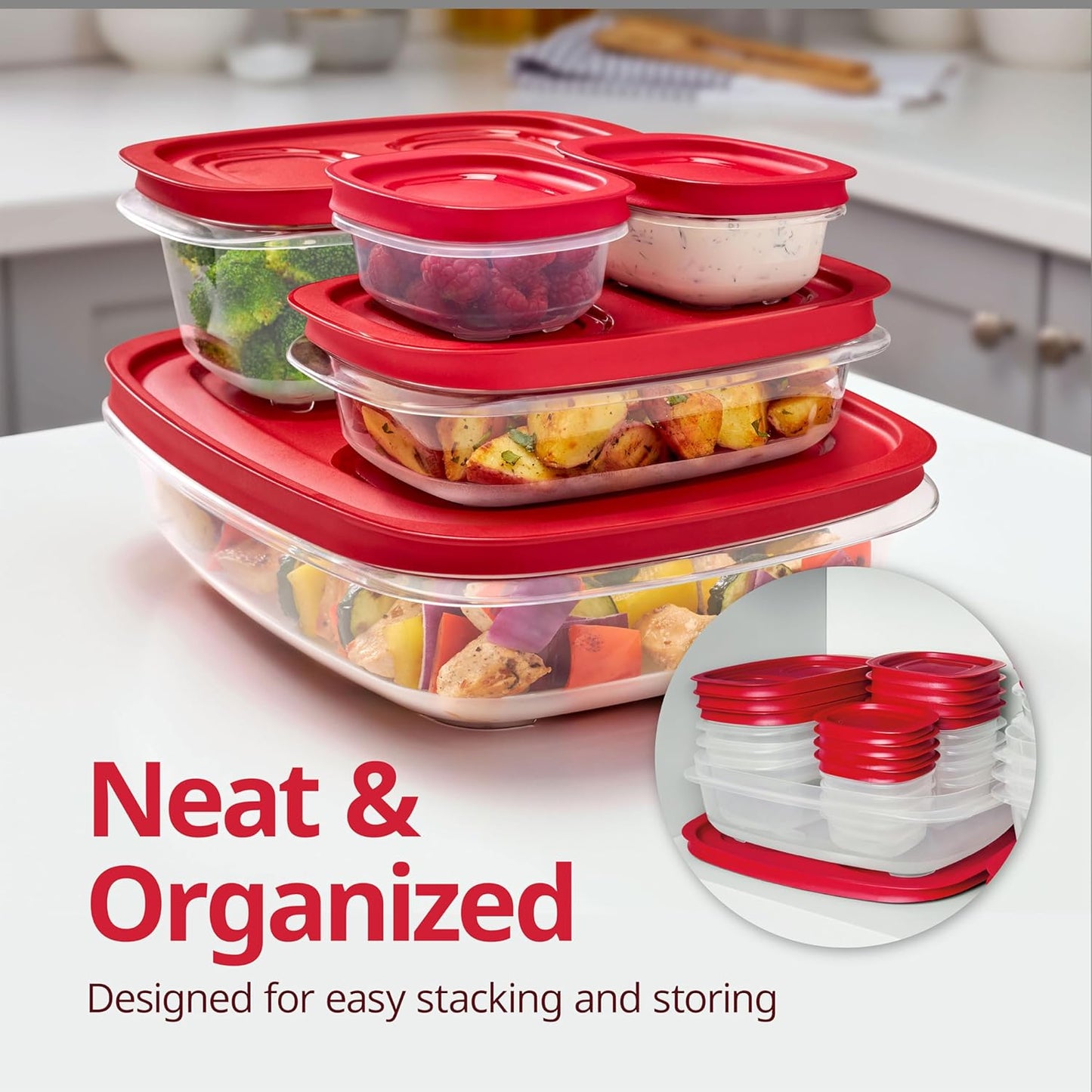 Rubbermaid EasyStore 14-Piece Food Storage Container Set - Square & Round with Lids