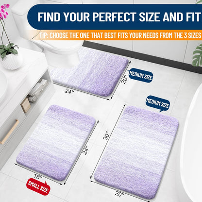 OLANLY Large Bathroom Rug Mat - Extra Soft Microfiber, Quick Dry & Washable | Light Purple 44x32