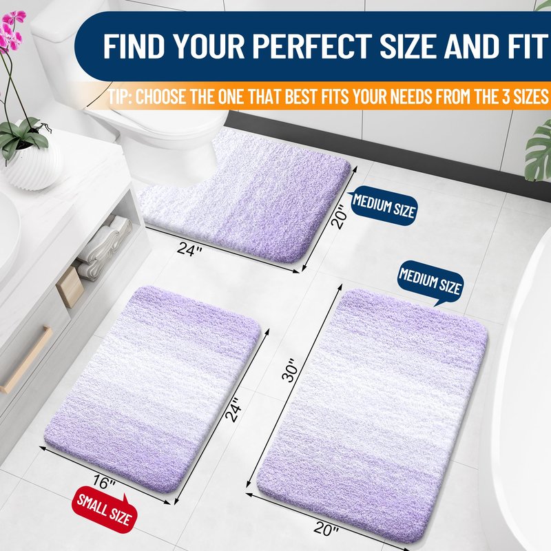 OLANLY Large Bathroom Rugs Mat 54x24, Extra Soft Absorbent Microfiber Bath Rug, Rubber Backing, Quick Dry, Washable Bath Mats for Bathroom Floor, Tub and Shower, Home Decor Accessories, Light Purple