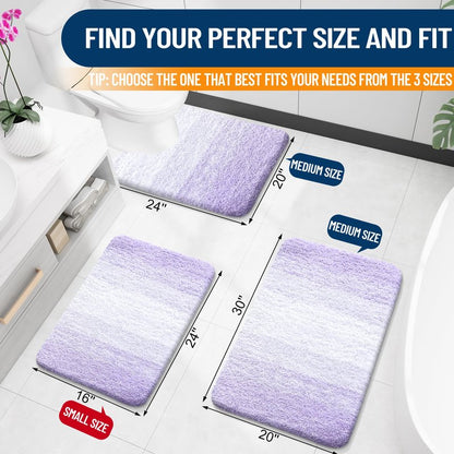 OLANLY Large Bathroom Rugs Mat 54x24, Extra Soft Absorbent Microfiber Bath Rug, Rubber Backing, Quick Dry, Washable Bath Mats for Bathroom Floor, Tub and Shower, Home Decor Accessories, Light Purple