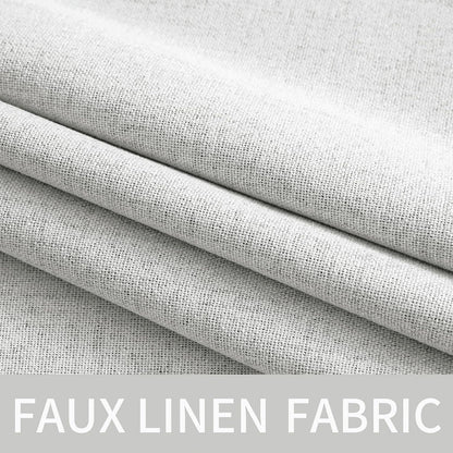 MIULEE Blackout Linen Textured Curtains - Thermal Insulated Room Darkening Drapes | Heathered White, 52 x 84 Inch (2 Panels)