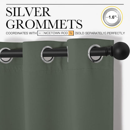NICETOWN Blackout Curtain Panels - Thermal Insulated Solid Grommet Drapes | Dark Mallard, 42x50-Inch (1 Pair)