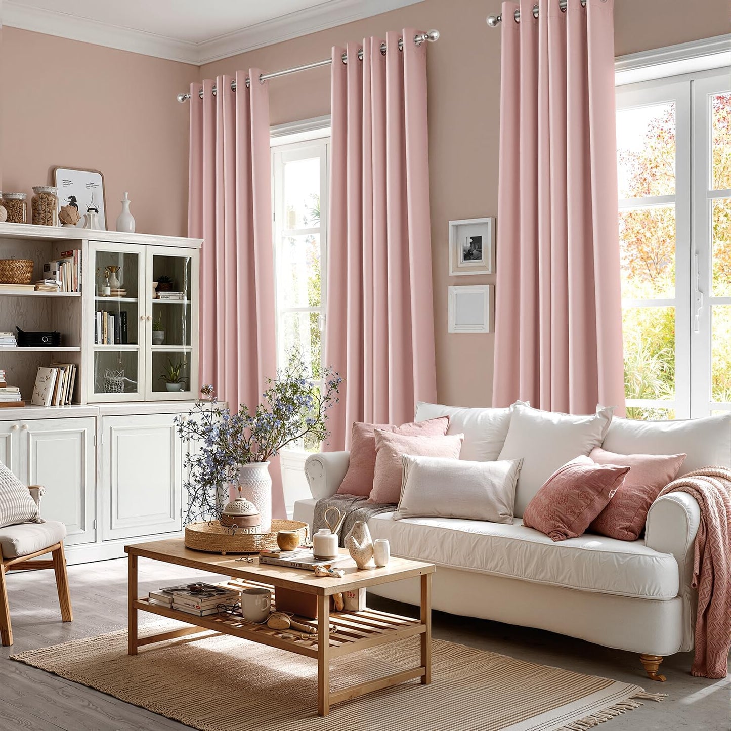 MIULEE Baby Pink Blackout Curtains - Thermal Insulated Room Darkening Drapes | 86 Inches Long, 2 Panels