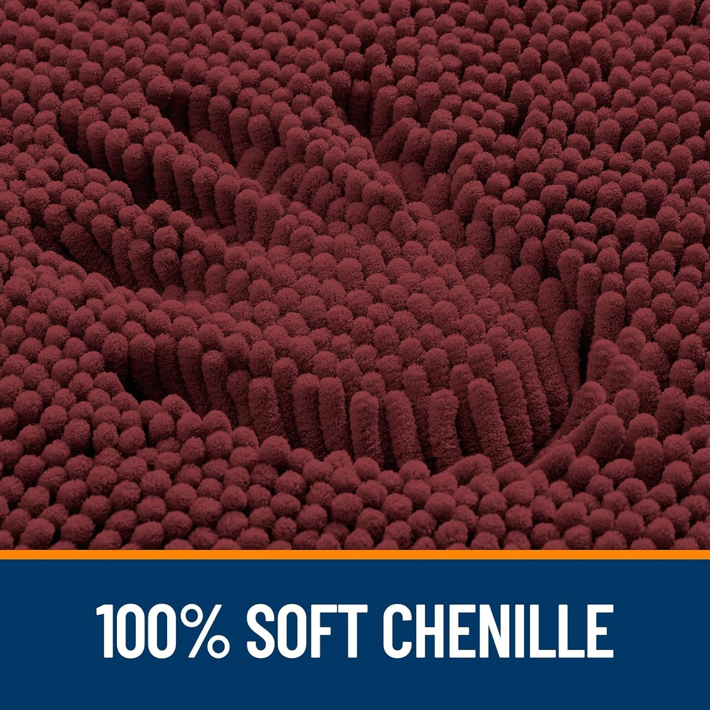 OLANLY Soft Absorbent Chenille Bath Rugs - Quick Dry, Machine Washable 24x16 | Andorra Red-Brown