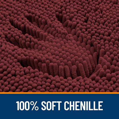 OLANLY Large Bathroom Rugs - Soft Absorbent Chenille Bath Mats | Quick-Dry Rubber Backing, 59x35, Andorra Red-Brown