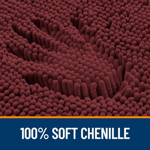OLANLY Bathroom Rugs 47x17, Extra Soft Absorbent Chenille Bath Rugs, Rubber Backing Quick Dry, Machine Washable Bath Mats for Bathroom Floor, Tub and Shower, Home Decor Accessories, Andorra Red-Brown