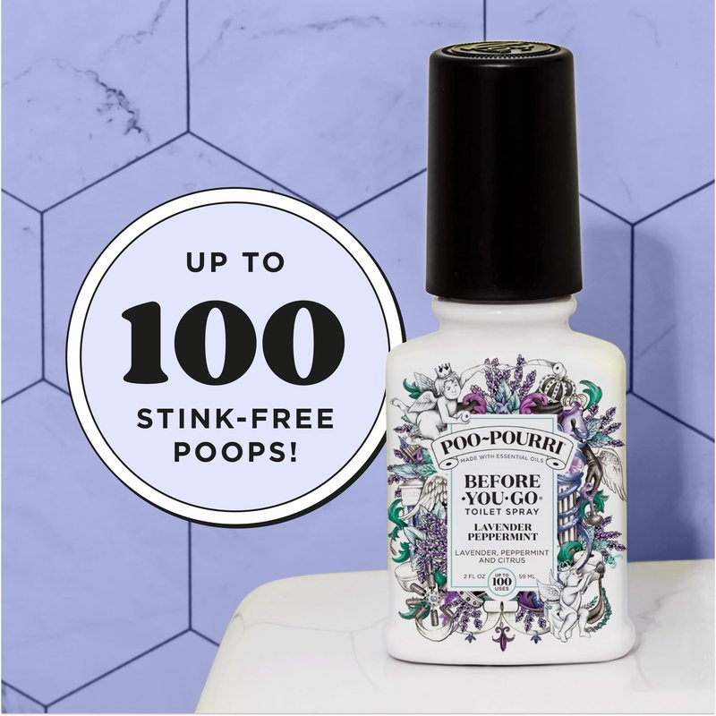 Poo-Pourri Before-You-Go Toilet Spray, Lavender Peppermint, 2 Fl Oz, Up to 100 Uses, Bathroom Odor Deodorizer, Plant-Based with Essential Oils for Home or Work, Travel Essentials, TSA Approved Size