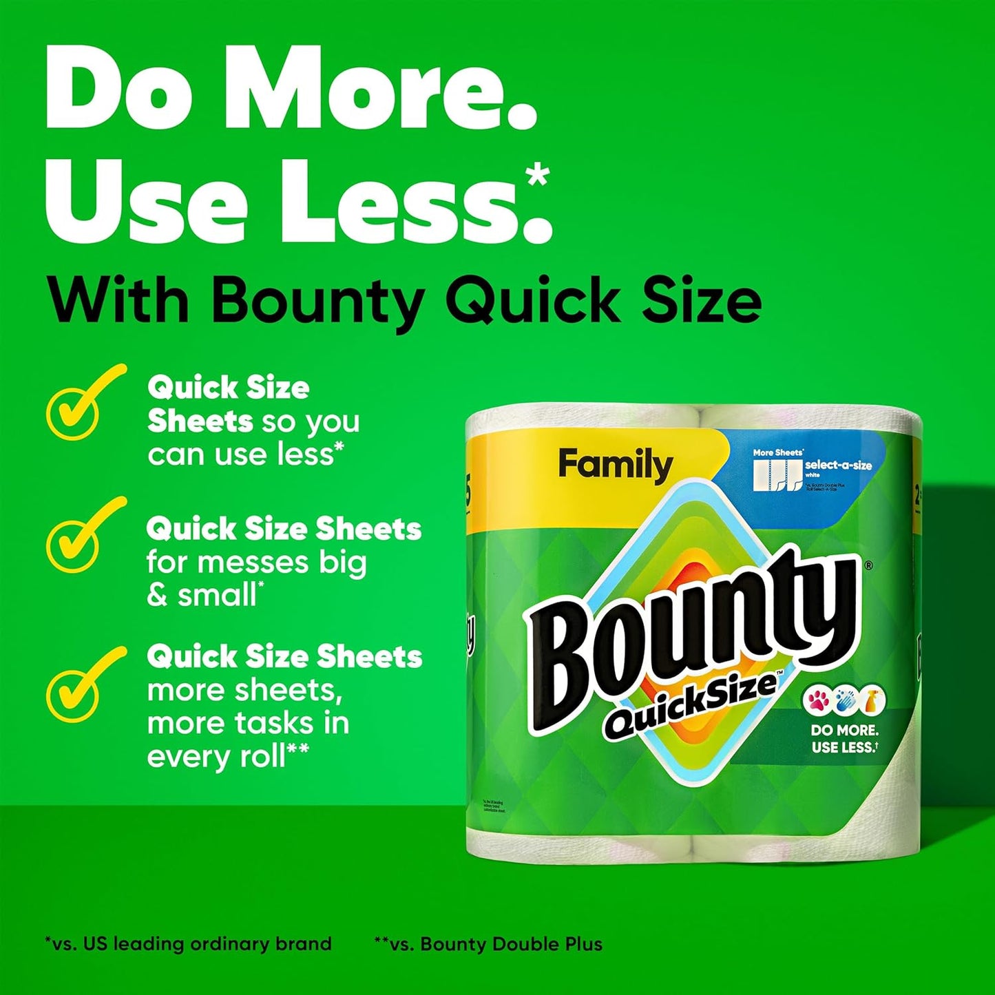 Bounty Paper Towels - Quick Size, White, 16 Family Rolls Equivalent to 40 Regular Rolls