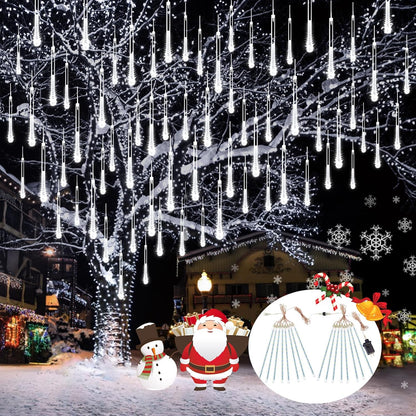 Skiennix Meteor Shower Lights - 2 Pack Outdoor Christmas Decorations with Timer | 384 LEDs, 30cm Tubes