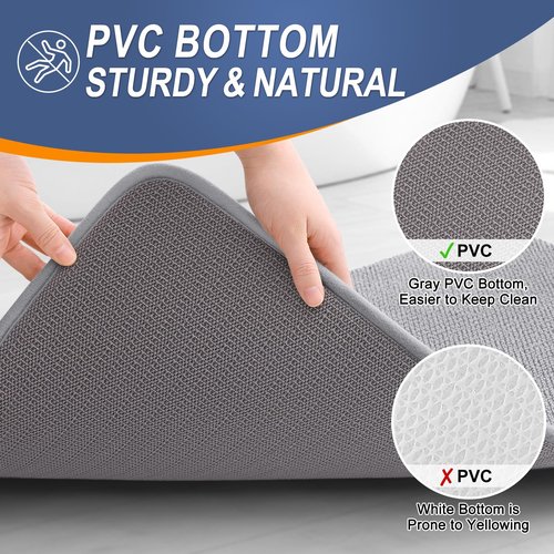 OLANLY Thick Memory Foam Bath Mat Rug 30x20, Extra Soft Absorbent Bathroom Rugs, Quick Dry Bath Mats, Non-Slip, Machine Washable Carpet for Bathroom, Tub and Shower, Home Decor Accessories, Grey