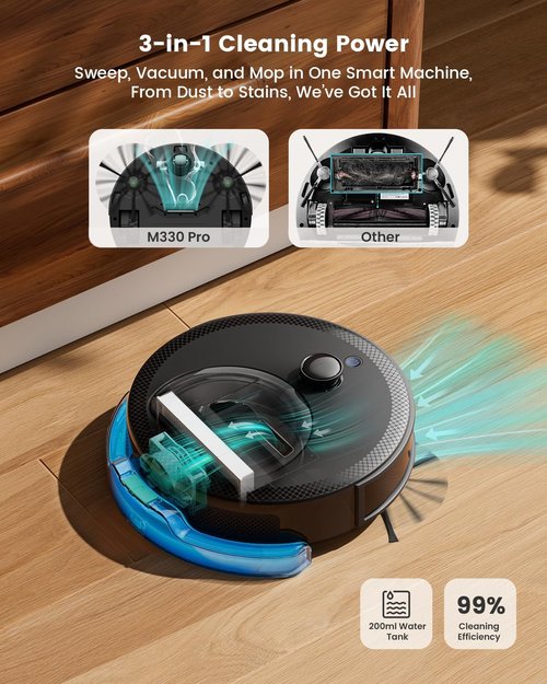Lefant M330 Pro LiDAR Robot Vacuum & Mop - Smart Mapping, Tangle-Free Pet Hair, WiFi Control