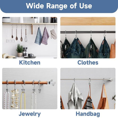 Titanker Shower Curtain Hooks Rings, Rust-Resistant Metal Double Glide Shower Hooks for Bathroom Shower Rods Curtains, Set of 12 Hooks - Chrome