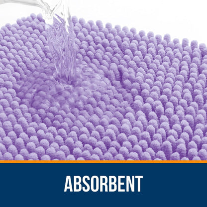 OLANLY Bathroom Runner Rugs - Soft Absorbent Chenille Bath Mats | Quick Dry, Machine Washable, 70x24, Lavender