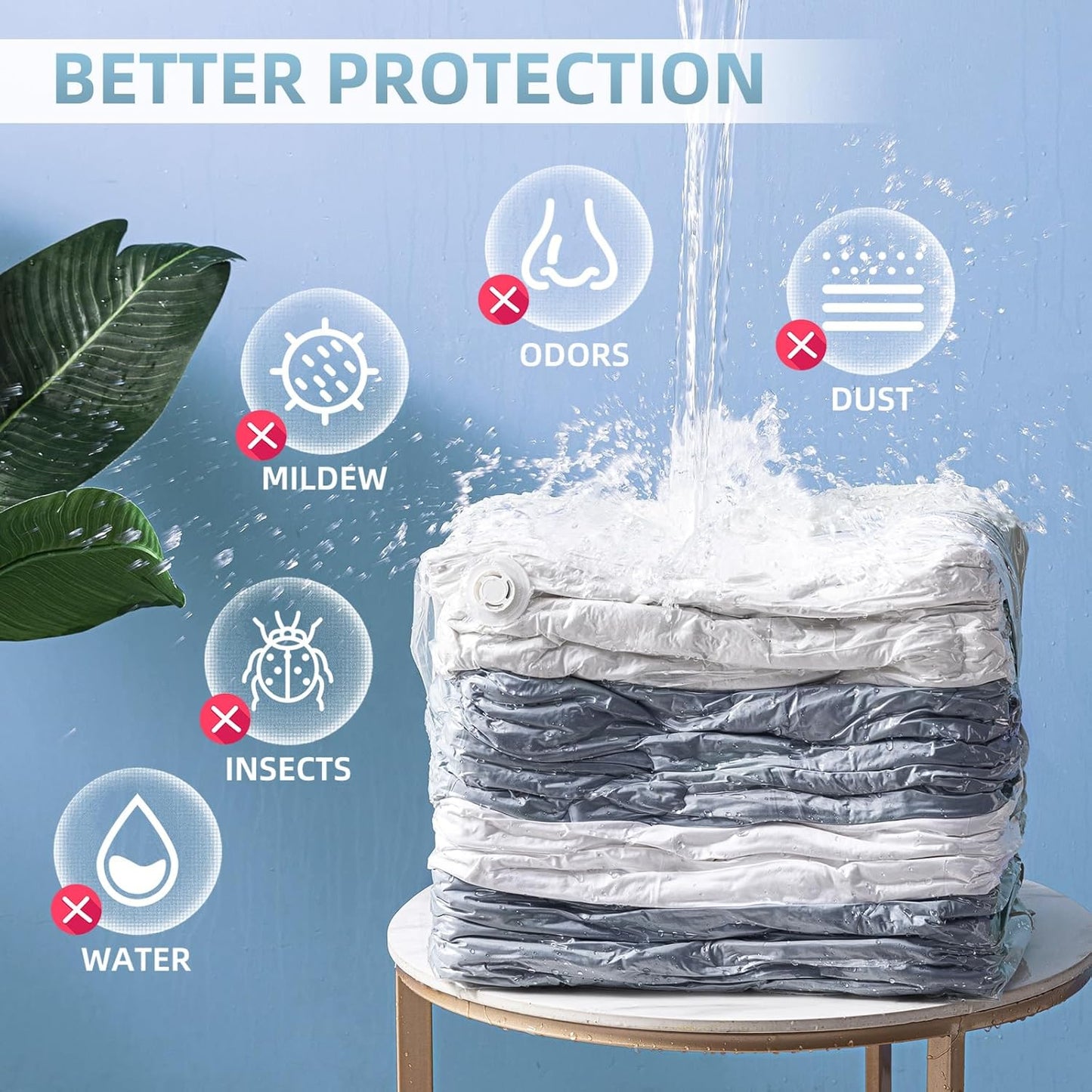 Skiennix Vacuum Storage Bags - 6 Pack Cube Combo (3 Jumbo + 3 Medium) for Clothing & Bedding Organization