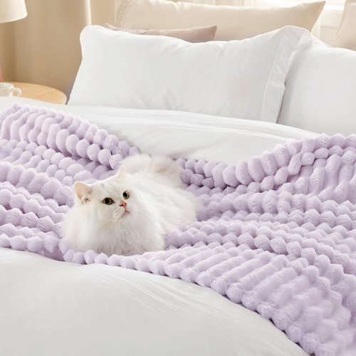 Bedsure GentleSoft Lavender Fog Twin Blanket for Bed - Cozy Soft Blankets for Women, Cute Large Throws for Girls, 66x90 Inches