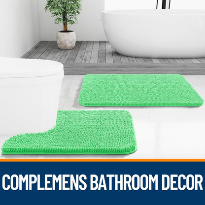 OLANLY Small Bathroom Rugs - Extra Soft Chenille Bath Mats | Quick Dry, Machine Washable, 24x16, Mint Green