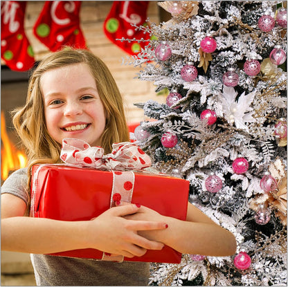 Skiennix 30-Piece Clear Christmas Ornaments Set - Shatterproof Pink Baubles for Holiday Decor