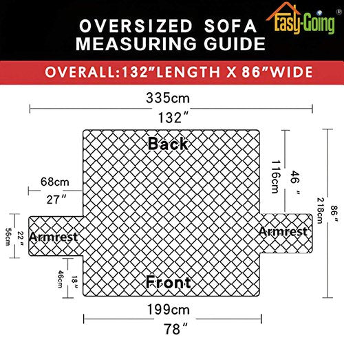 Easy-Going Reversible Oversized Couch Cover for 3 Cushion Couch Sofa Cover for Dogs Water Resistant Furniture Protector Cover with Foam Sticks for Pet (Oversized Sofa, Brown/Beige)