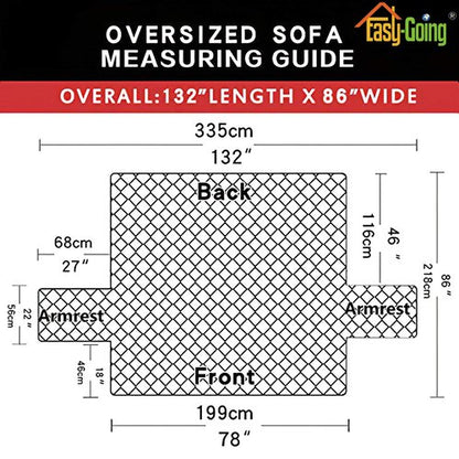 Easy-Going Reversible Oversized Couch Cover for 3 Cushion Couch Sofa Cover for Dogs Water Resistant Furniture Protector Cover with Foam Sticks for Pet (Oversized Sofa, Brown/Beige)