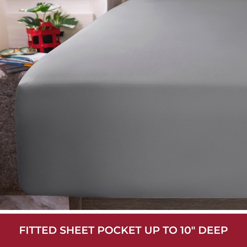 Mellanni RV Short Queen Sheets - 4 PC Iconic Collection Bedding - Hotel Luxury, Extra Soft, Cooling Bed Sheets - Deep Pocket up to 10 inch (RV/Short Queen, Gray)