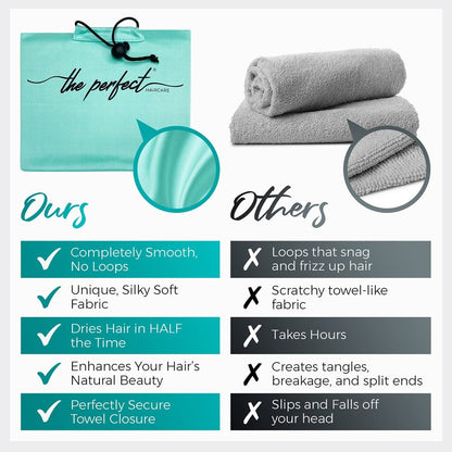 Microfiber Hair Towel Wrap with Wet & Dry Detangling Brush – Fast Drying Anti-Frizz Hair Drying Turban for Curly, Wavy and Straight Hair – Gentle Absorbent Hair Care for Women, Girls and Kids
