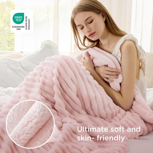Bedsure GentleSoft Crystal Pink Twin Blanket for Bed - Super Soft Cozy Blankets for Women, Cute Large Blanket for Girls, 66x90 Inches
