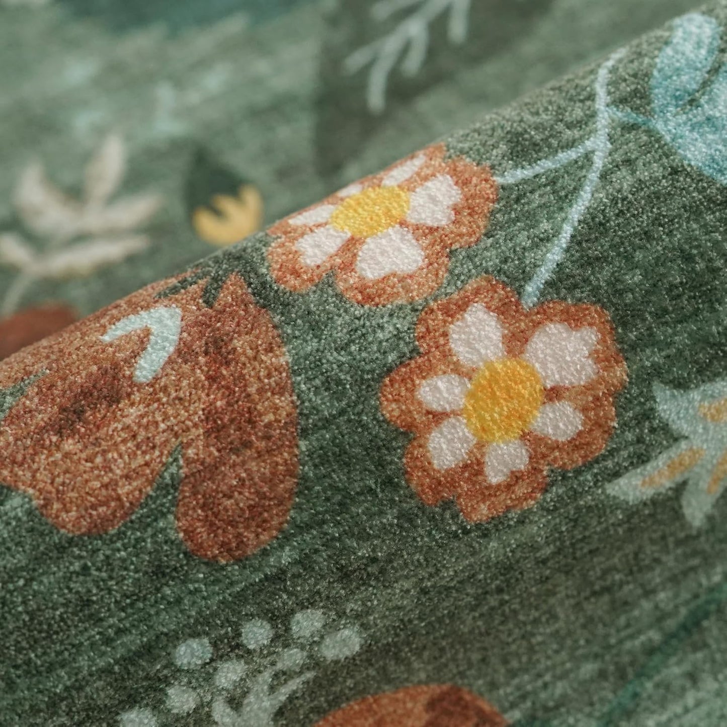 Skiennix 4x6 Living Room Area Rug - Washable Floral Design | Non-Slip & Non-Shedding Carpet for Kids Room