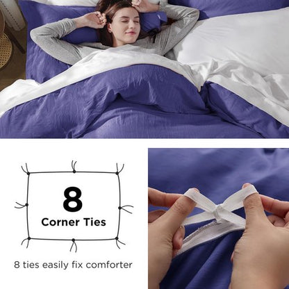 Bedsure Duvet Cover Set | Skipper Blue Queen Size - Extra Soft Prewashed Cotton-Like Polyester, 3 Pieces with Zipper Closure