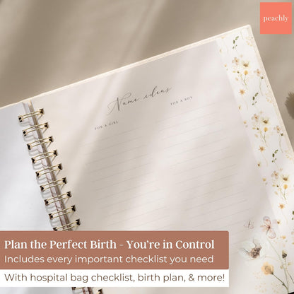 Peachly Pregnancy Journal - Linen Keepsake Book to Capture Milestones | Perfect for New & Experienced Moms