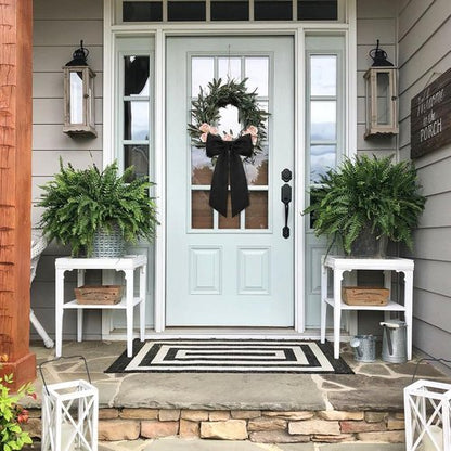 Black Wreath Sash by [Brand Name] - Elegant Linen Ribbon Bow for Front Door & Porch Decor
