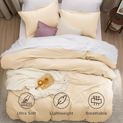 Bedsure Alabaster Gleam Duvet Cover Set - Extra Soft Full Size Bedding, 3 Pieces with Zipper Closure, 80x90 Inches