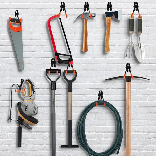 KURUI Heavy Duty Garage Hooks - 2 Pack Metal Storage Hooks for Ladders & Cables | Wall Mount Utility Hangers