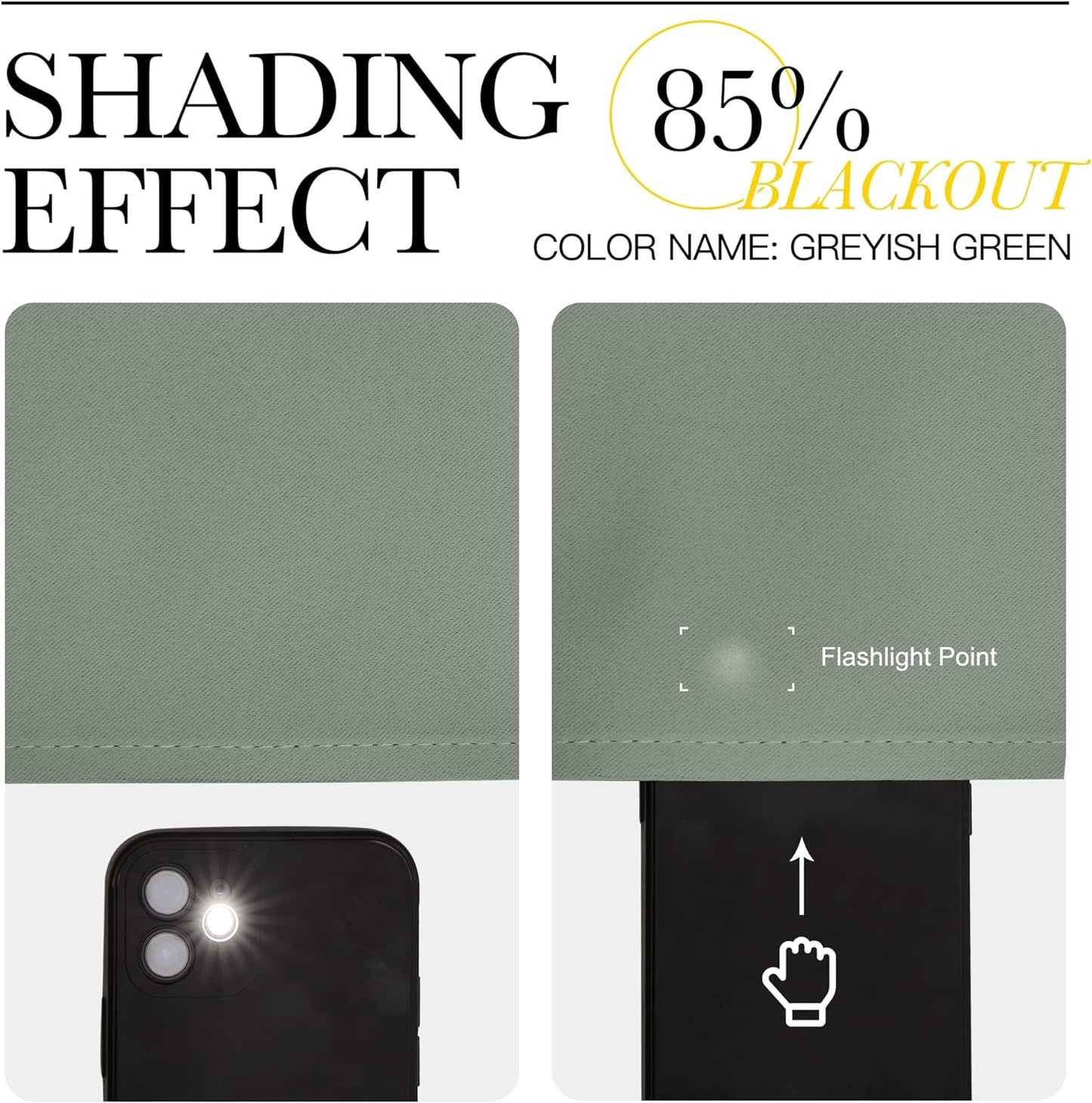 NICETOWN Greyish Green Blackout Curtains - 78" Long | Sound Reducing & Heat Blocking | 55" Wide, 2 Panels