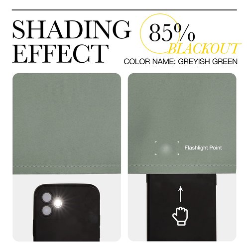 NICETOWN Greyish Green Nursery Essential Thermal Insulated Solid Grommet Top Blackout Short Curtains/Drapes for Son's Room (1 Pair, 42 x 63 inches)