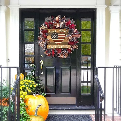 250th Anniversary Patriotic Wreath - 3D Eagle Design for Front Door | All-Weather Red, White & Blue Decoration