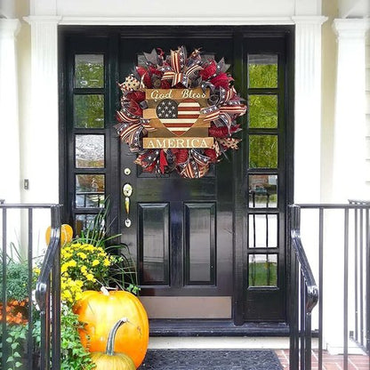 250th Anniversary Patriotic Wreath - 3D Eagle Design for Front Door | All-Weather Red, White & Blue Decoration