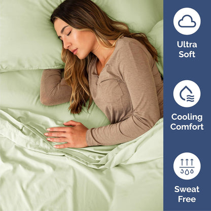 Queen Size Sheet Set by [Brand Name] - Comfy, Breathable & Cooling Luxury Bedding - Deep Pockets, Wrinkle-Free - Light Sage Green